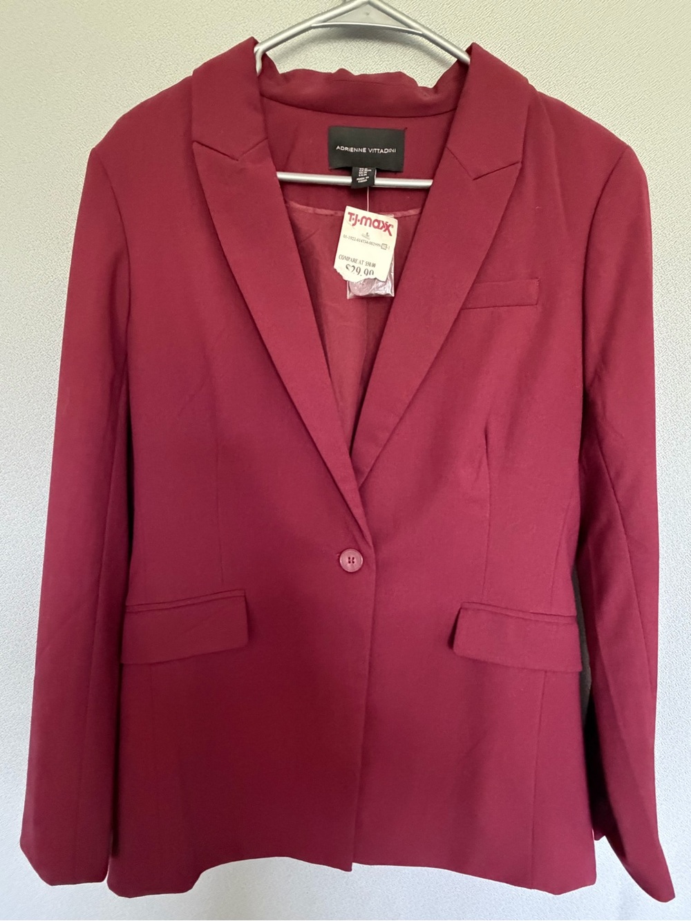 NWT Adrienne Vittadini Burgundy Blazer Women’s Medium Stretch One Button